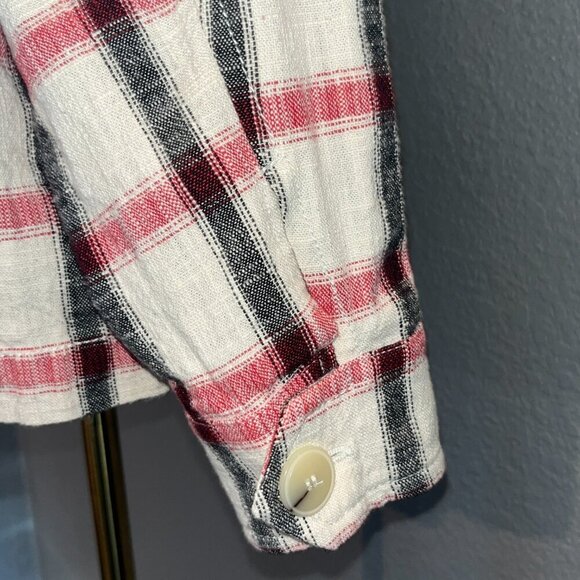 ZARA Plaid Oversized Italian Fabric Shacket Shirt Jacket - Cream Red & Black  XS - Picture 7 of 15
